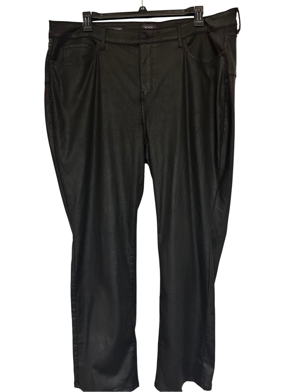 NYDJ Marilyn Straight Black Coated Jeans Plus Size 22W